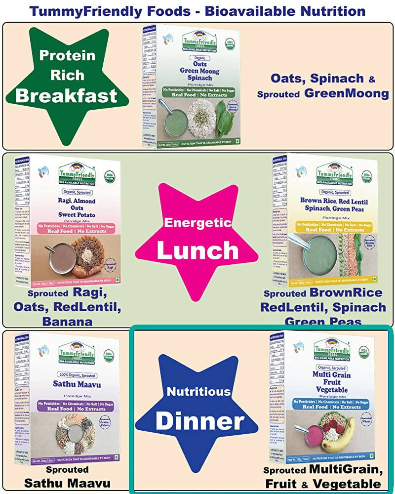 TummyFriendly Foods Organic Sprouted MultiGrain Fruit Vegetable Porridge Mix - Distacart