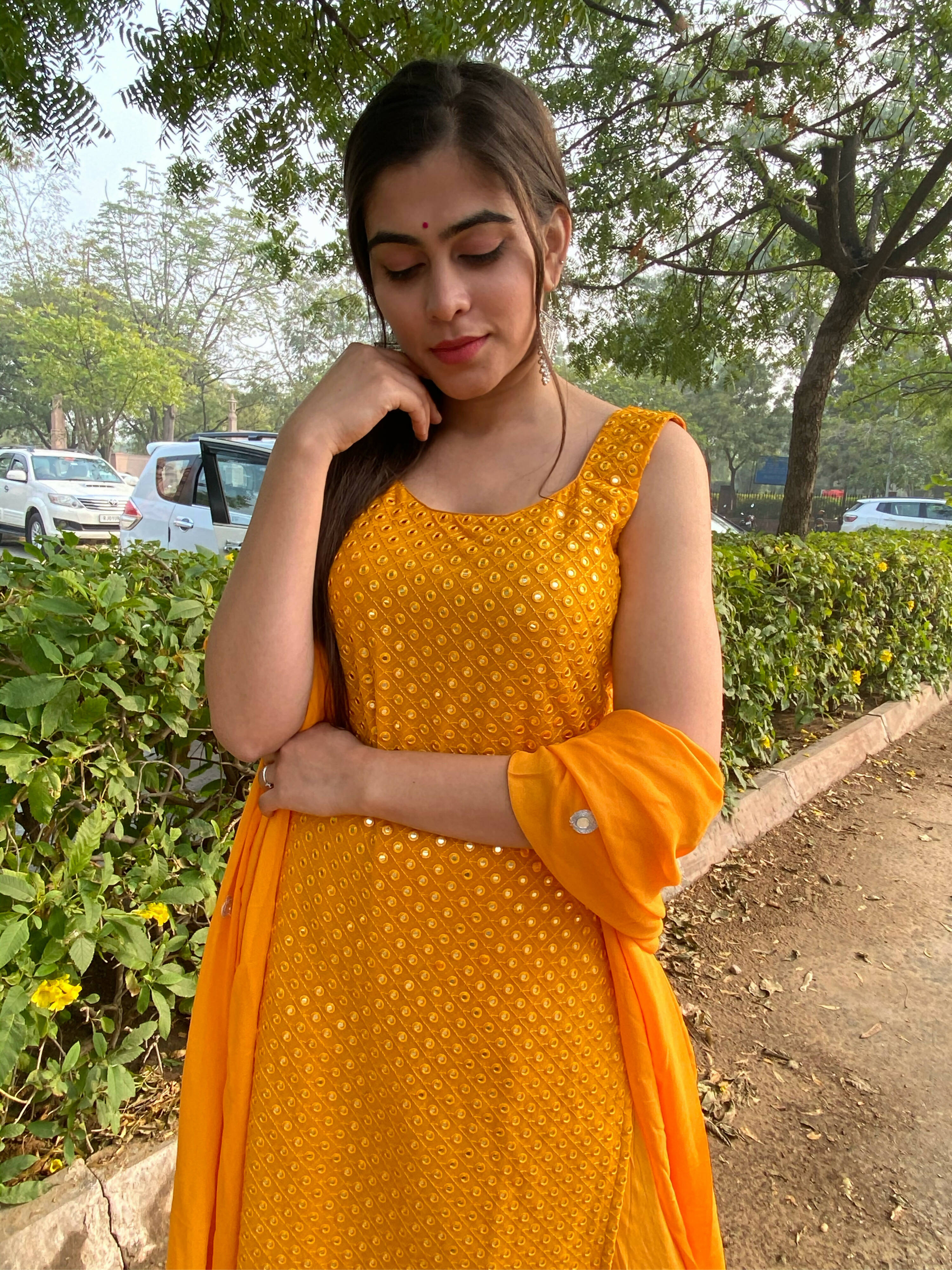 Partywear Designer Yellow Georgette Palazzo Suit - Anbazaar - Distacart