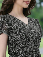Souchii Black And White Floral Chiffon Maxi Dress For Women – Souchii