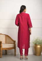 Festive Wear Ethnic Red Viscose chanderi Stitched Suit With Dupatta - Nisha