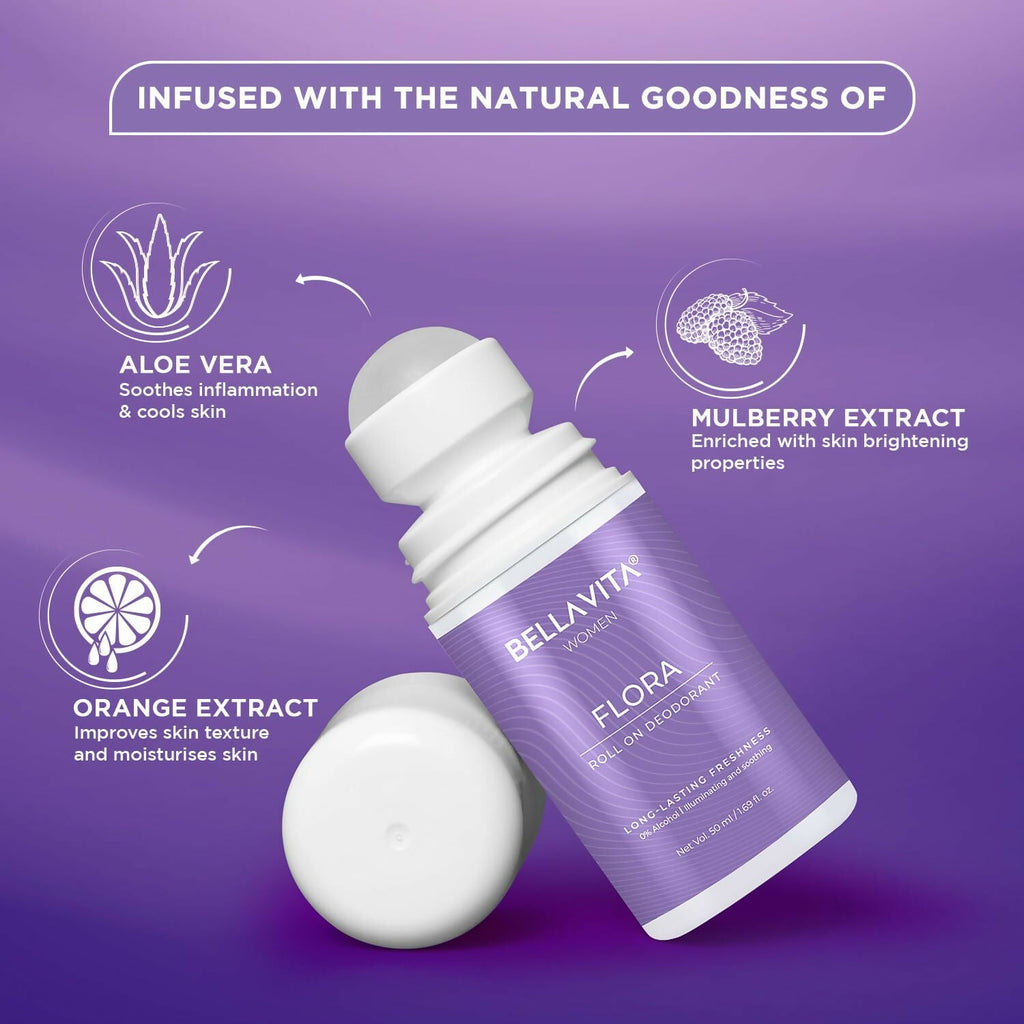 Bella Vita Flora Natural Underarm Roll On Deodorant for Women