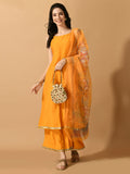Myshka Women's Yellow Solid Party Kurta Sets