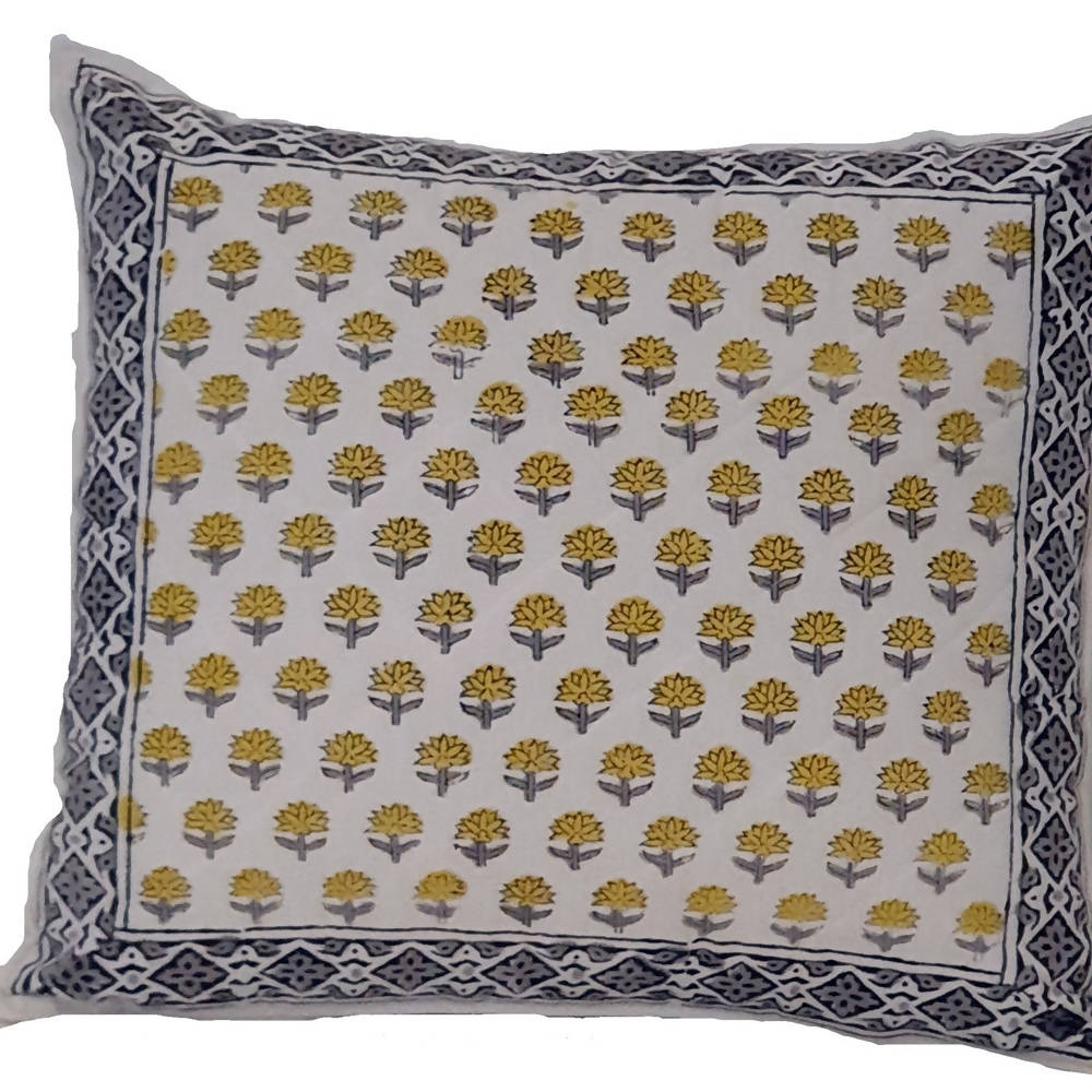 The Decor Nook Yellow Booti Print Cushion Cover