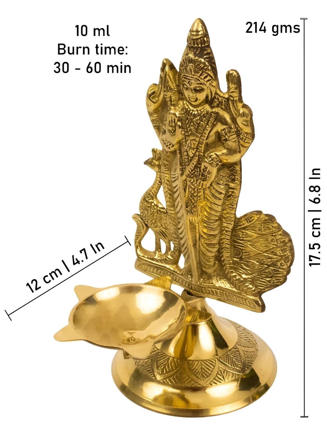 Spillbox Gold-Toned Brass Murugan Diya Pooja Essential