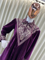 Vastranavya Purple Velvet Sequence Embroidery Work Top With Palazzo - Distacart