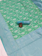 DEIANA'S Beautiful Designer Golden zari Soft Lichi Silk Saree - Pista