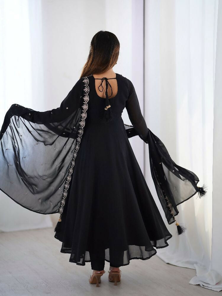 Joban Fashion Black Kurta Set Georgette Sequence Embroidery Work - Distacart