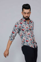 Miravan Men's Multi-Colour Floral Print Partywear Shirt