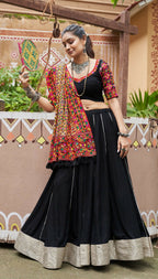 AI Fashion Black Viscose Rayon Designer Navratri Lehenga Choli Collection