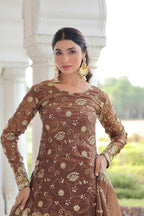 Joban Fashion Coffee Readymade Kurta Set With Sequence embroidery Work - Distacart