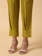 trueBrowns Cotton Linen Lime Green Pleated Co-Ord Set | Relove - Distacart