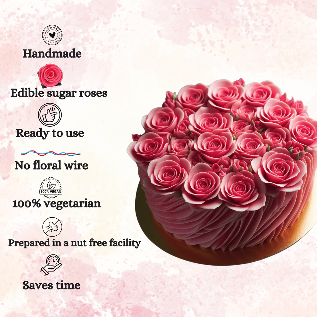 sugar roses for cake cupcake decoration hot pink 120 gms