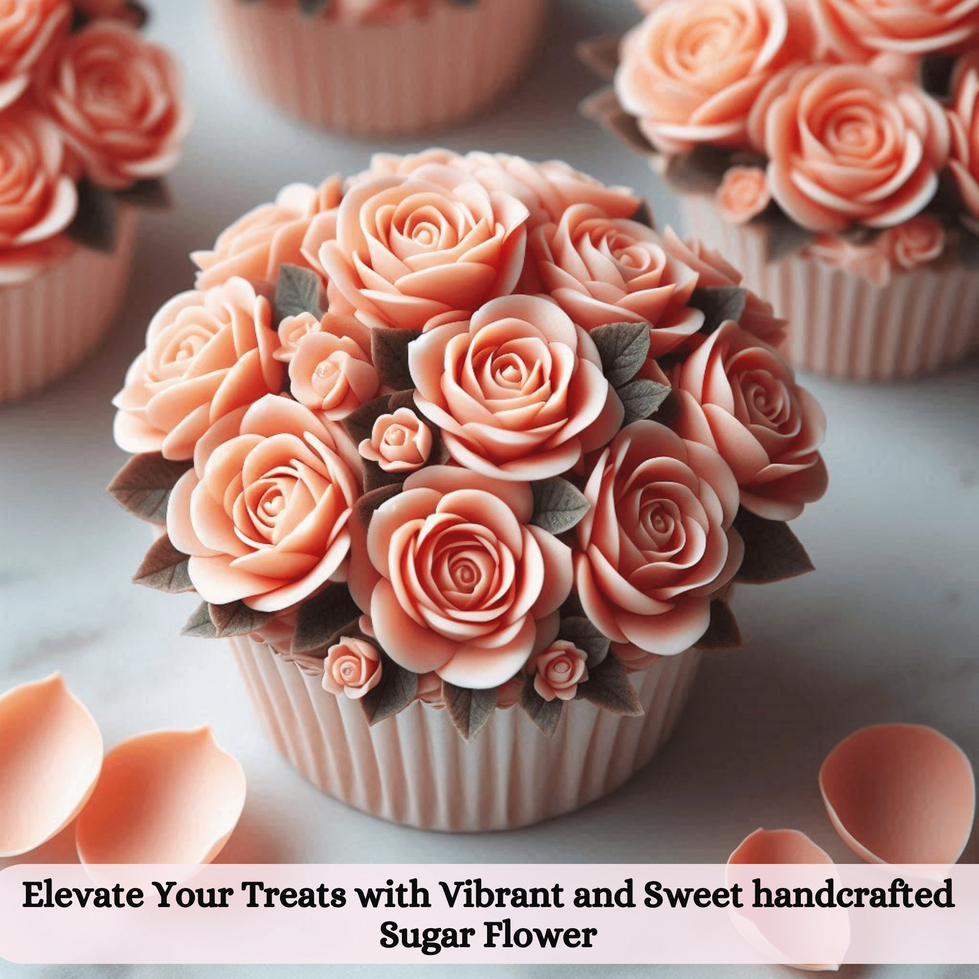 sugar roses for cake cupcake decoration peach 120 gms