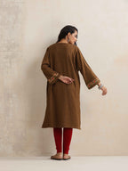 trueBrowns Brown Kashmiri Floral Embroidered Woollen Phiran Kurta - Distacart
