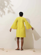 trueBrowns Lime Cotton Linen Dress - Distacart