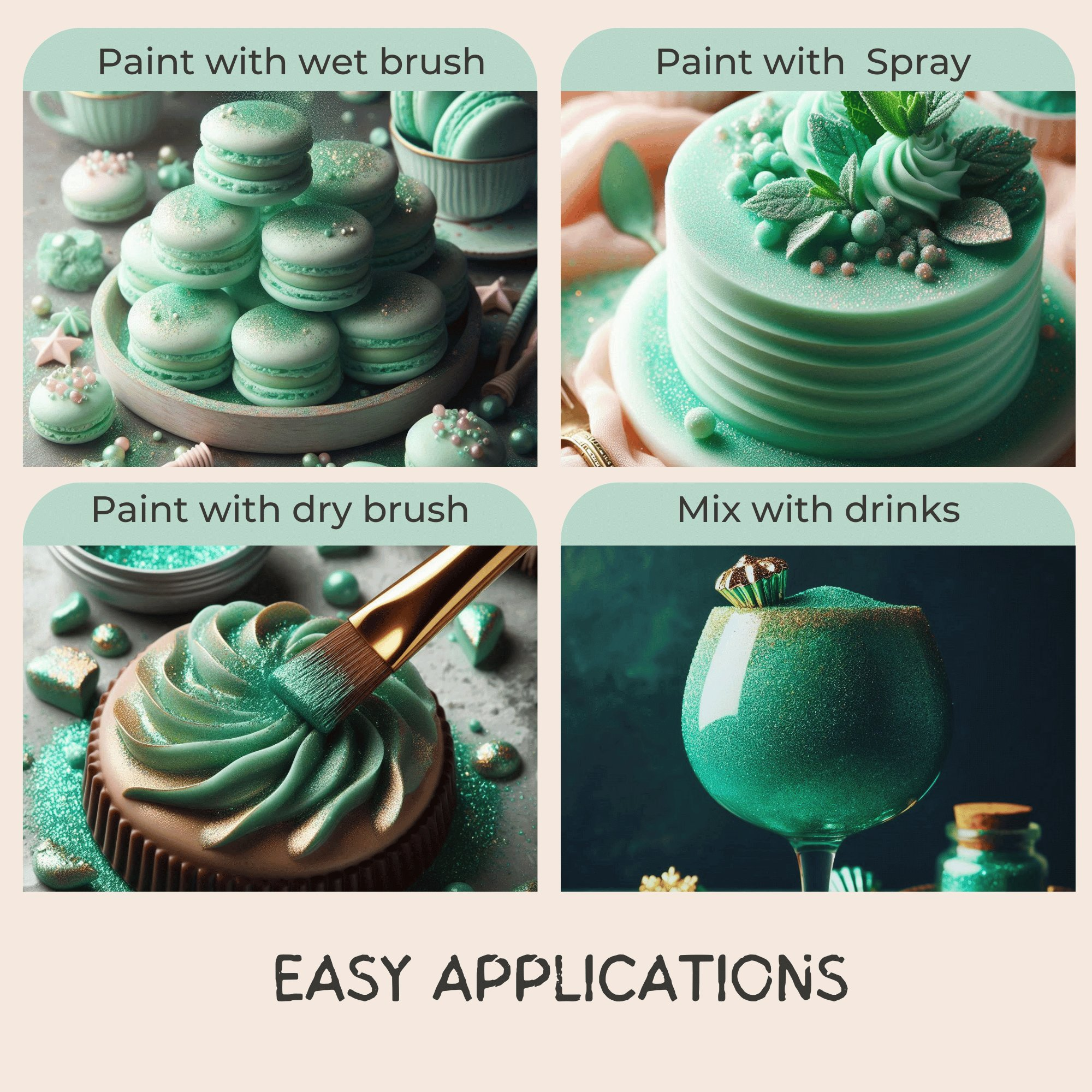 agave green edible luster dust 5 gms