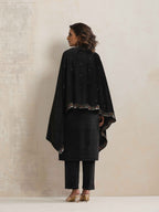 trueBrowns Black Velvet Geometric Embroidered Kurta Pant Dupatta Set - Distacart