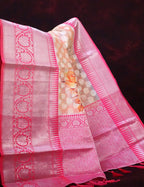 Pastel Wheat Banaras Border Buttes Floral Design Banarasi Semi Silk Saree By Gayathri Reddy Designer Studio