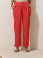 trueBrowns Coral Viscose Solid Kurta Pant Set - Distacart