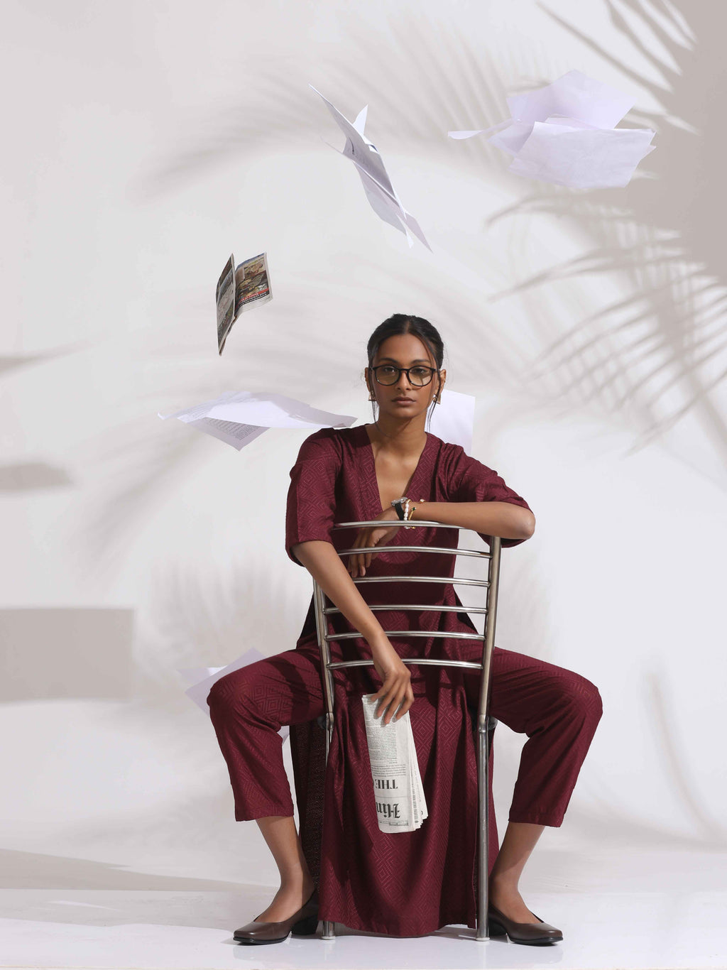 trueBrowns Maroon Dobby Kurta Set - Distacart