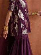 trueBrowns Purple Metallic Sharara Dupatta Set - Distacart