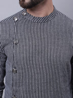 Even Apparels Black Sherwani Kurta With Asymetrical Cut - Distacart