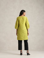 trueBrowns Green Cotton Blend Short Kurta - Distacart