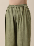 trueBrowns Sage Slub Texture Angrakha Pant Set | Relove - Distacart