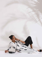 trueBrowns White Cotton Print Pleated Kurta Set - Distacart