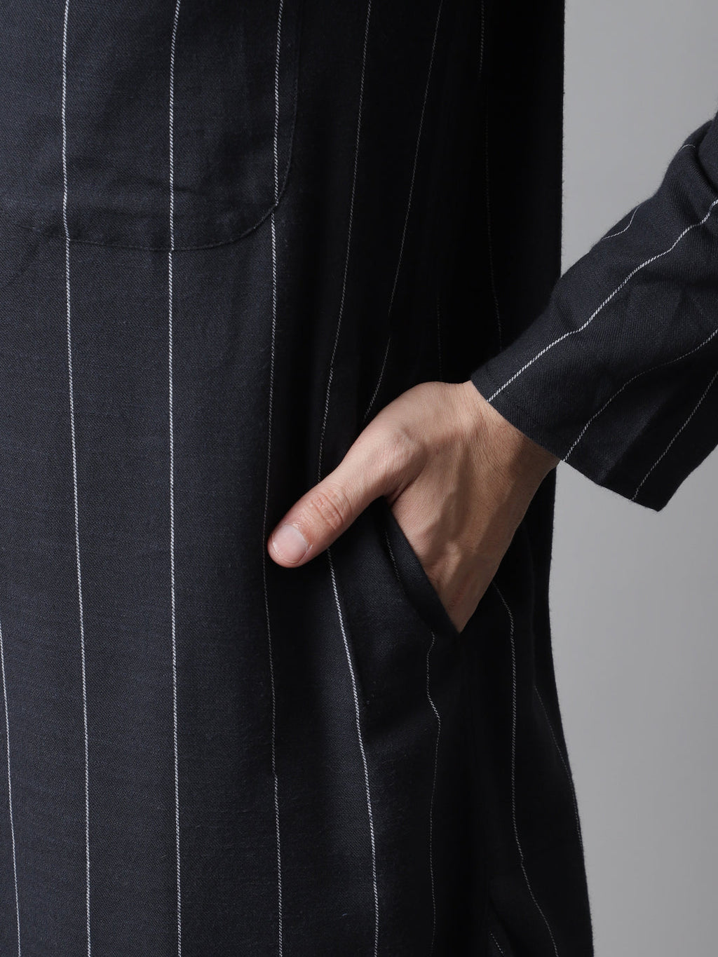 Even Apparels Black Pure Cotton Kurta With Band Collar - Distacart