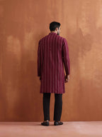 trueBrowns Men's Dark Purple Cotton Dobby Kurta