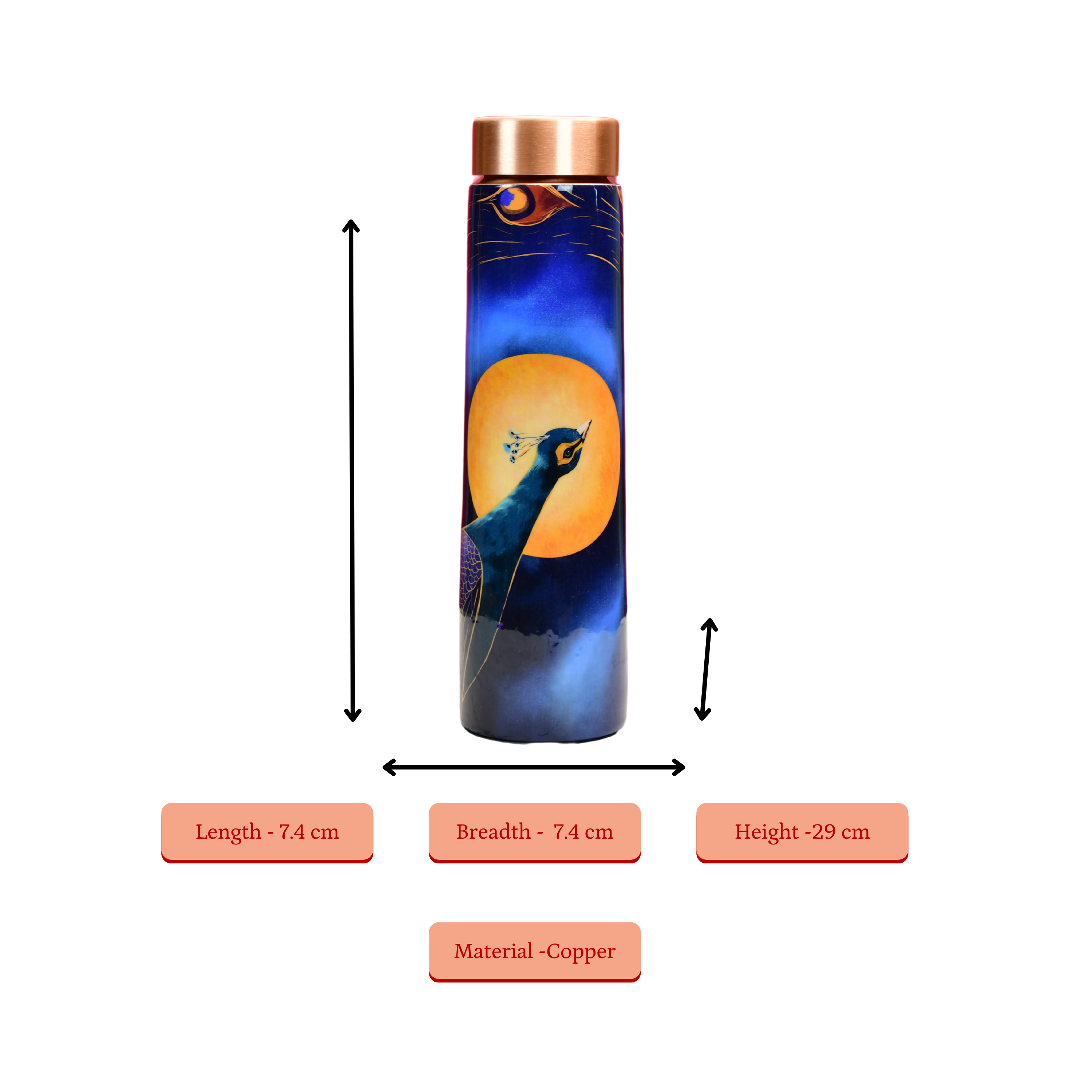 Sowpeace Peacock Moonlit Copper Bottle - Distacart
