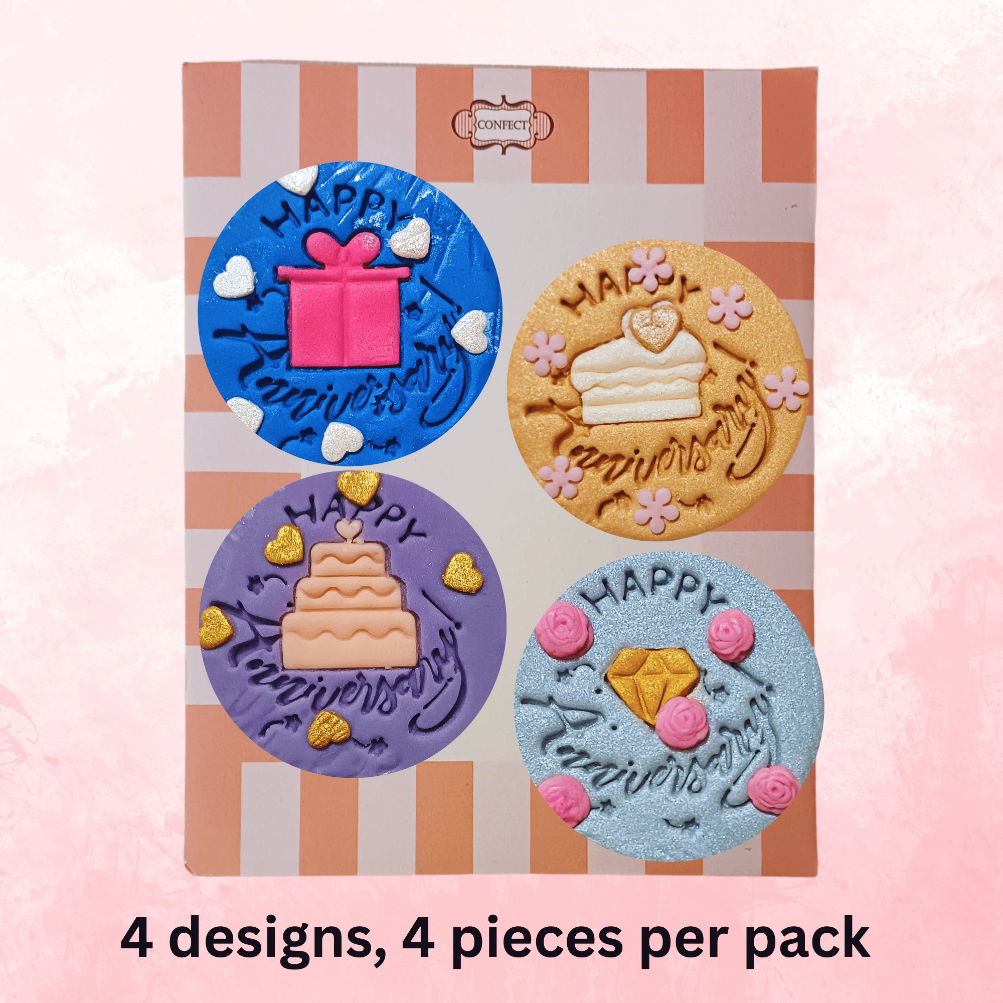 confect happy anniversary toppers for cakes cupcakes cake decorations supplies 100gms ct 12