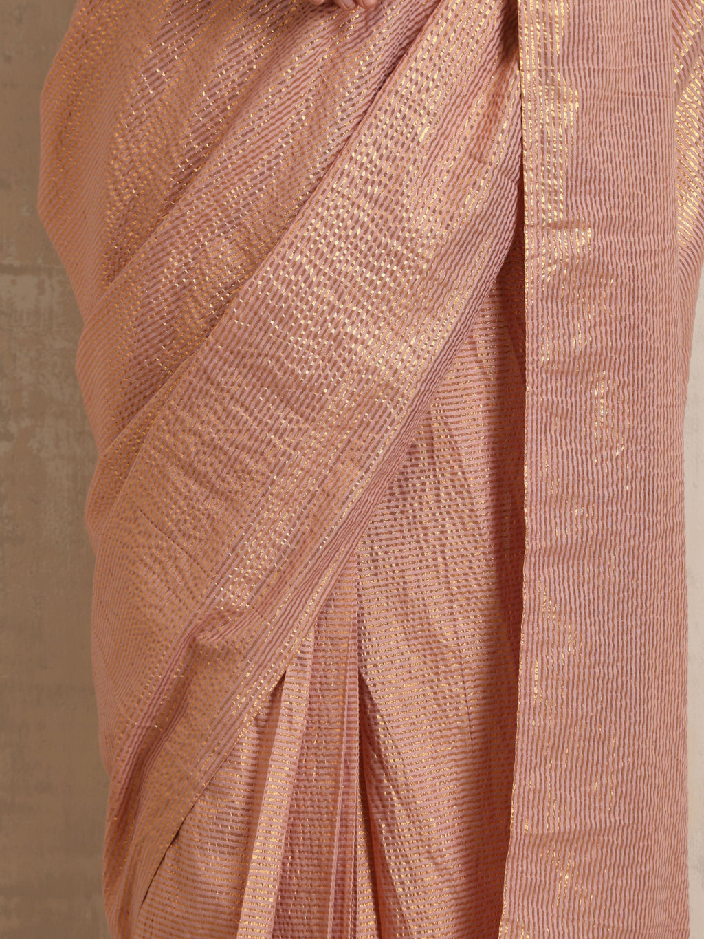 trueBrowns Pink Gold Lurex Ready To Wear Saree