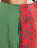 trueBrowns Red Muslin Ikat Saree