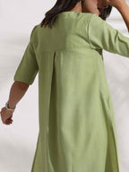 trueBrowns Green Slub Kurta Set - Distacart
