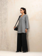 trueBrowns Grey Winter High Slit Top