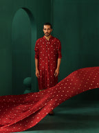 trueBrowns Men's Maroon Diamond Viscose Silk Long Kurta