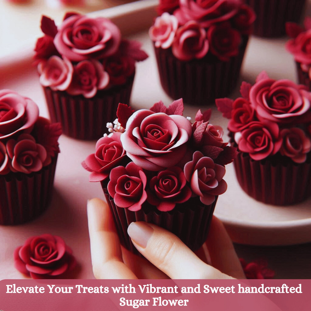 sugar roses for cake cupcake decoration magenta 120 gms