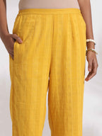 trueBrowns Yellow Cotton Pleated Shirt Kurta Set - Distacart