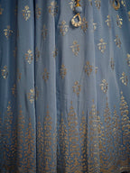 Myra Blue Real Georgette Designer Gown Style Suit - Distacart