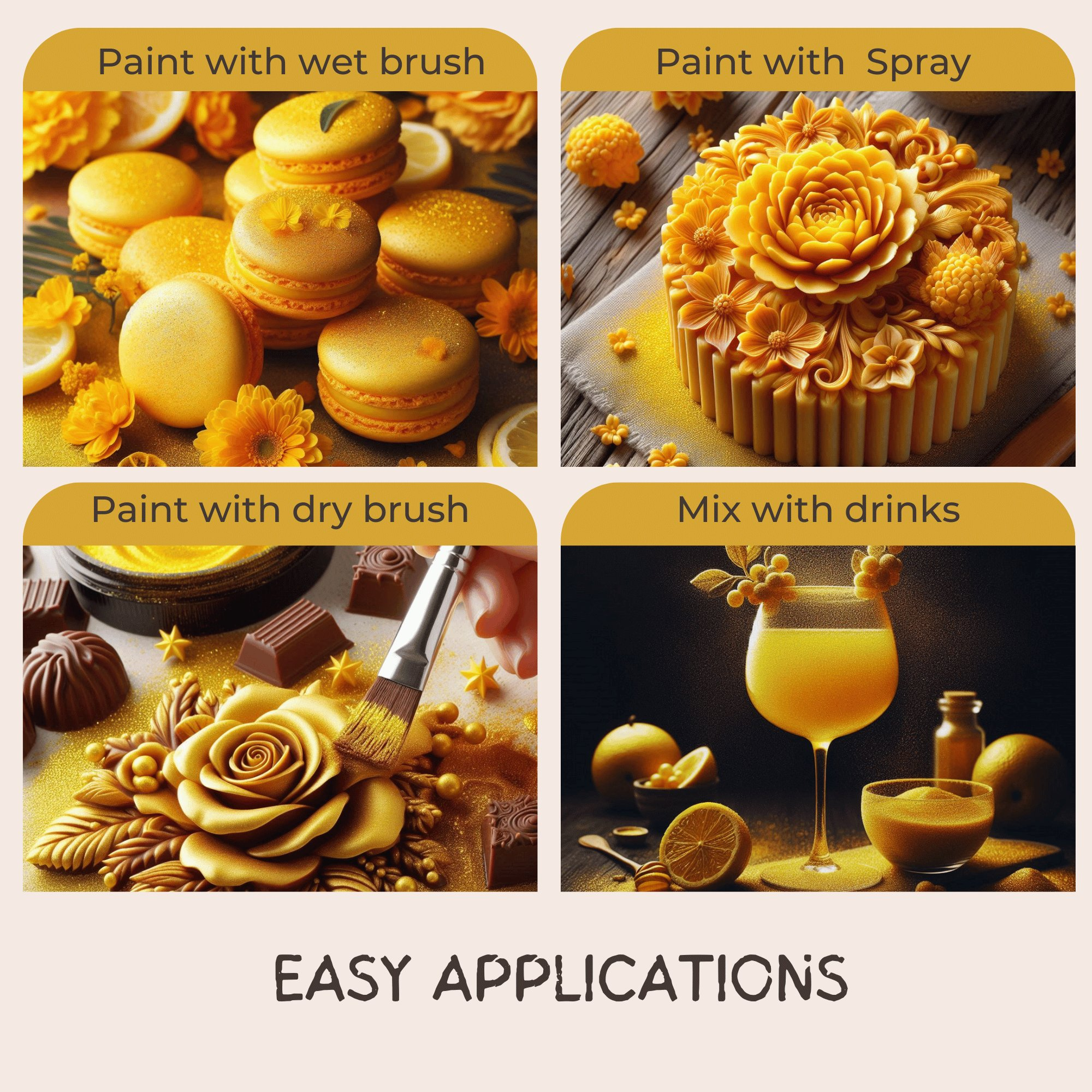marigold yellow edible luster dust 5 g