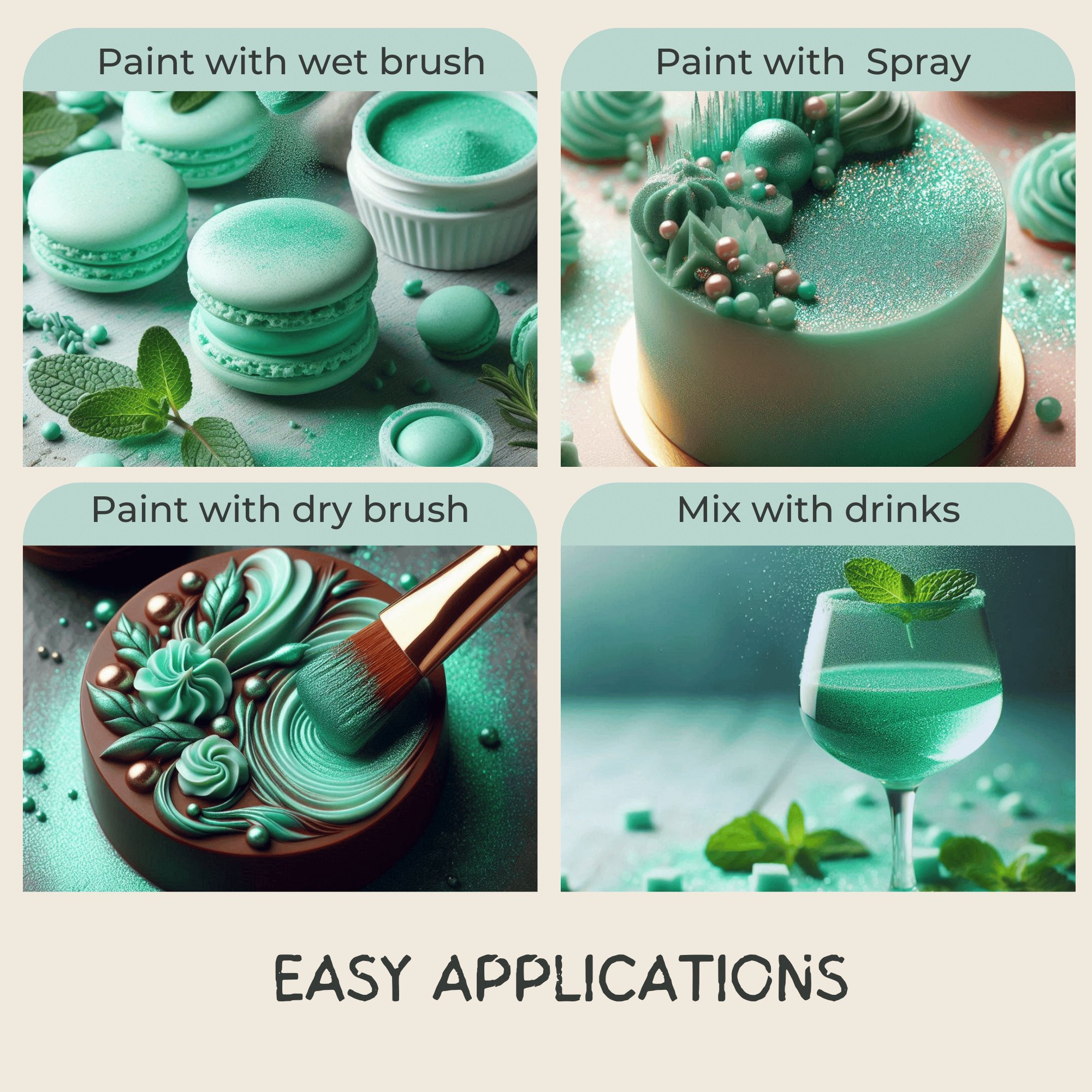 frost green edible luster dust 5 gms
