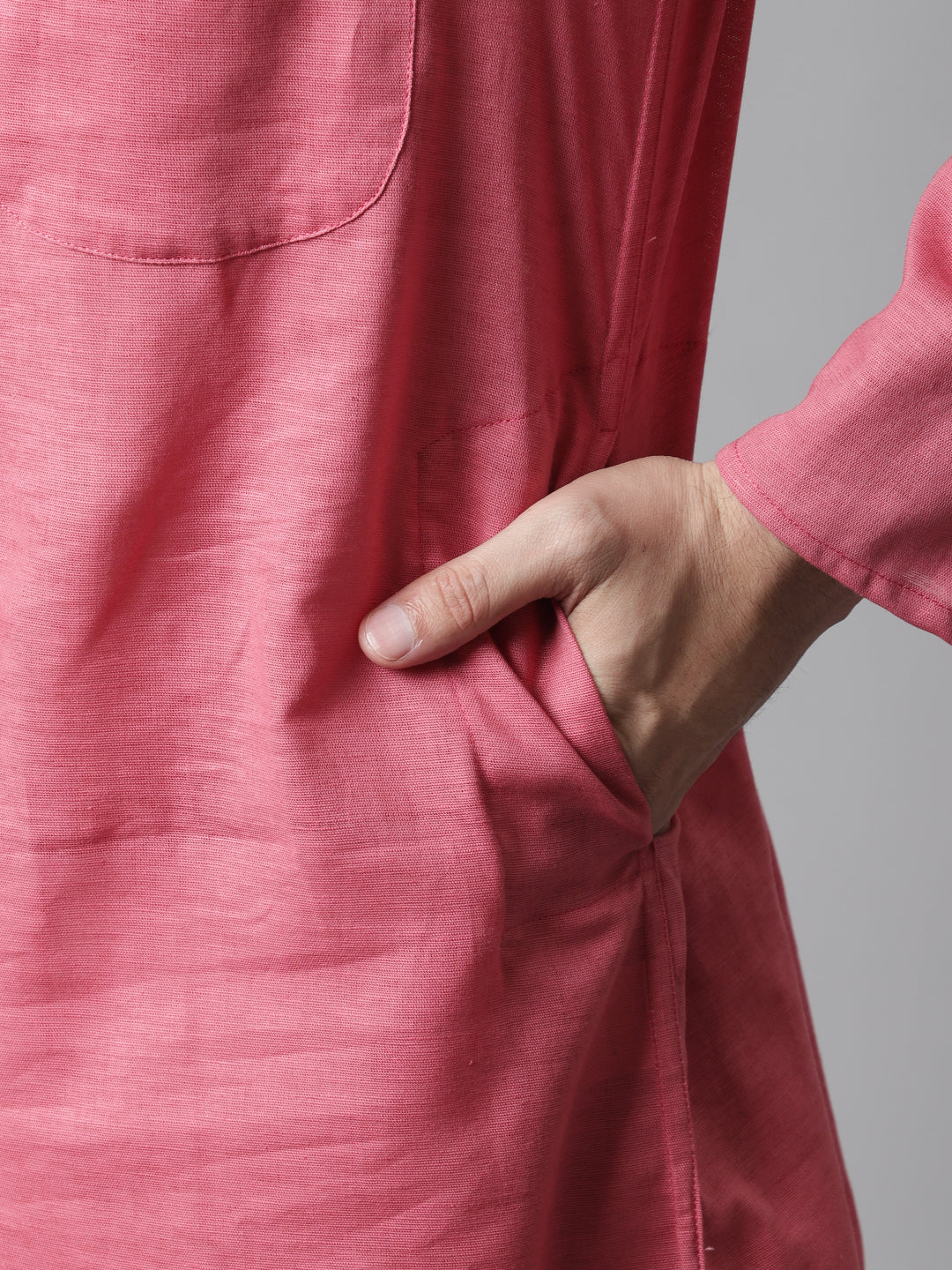 Even Apparels Rust Pure Cotton Kurta With Band Collar - Distacart