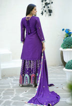 Teeya Creation Purple Color Chinon Silk Heavy Embroidery Work Fully Stitched Sharara Suit