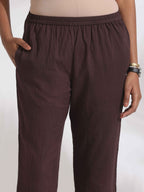 trueBrowns Brown Cotton Print Sleeveless Kurta Set - Distacart