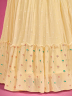 Myra Yellow Pure Georgette Embroidered Gown - Distacart