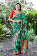 Lorenvalley Fashion Premium Green Dola Silk Embroidery and Diamond work with Jacquard Lace Border Saree - Distacart