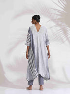 trueBrowns Off-White Cotton Multi Stripe Flared Kurta Set - Distacart