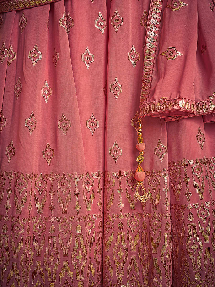 Myra Pink Real Georgette Designer Gown Style Suit - Distacart